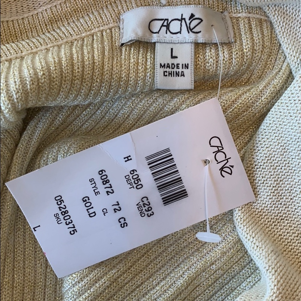 Cache Nwt Shimmering Gold Top - image 2
